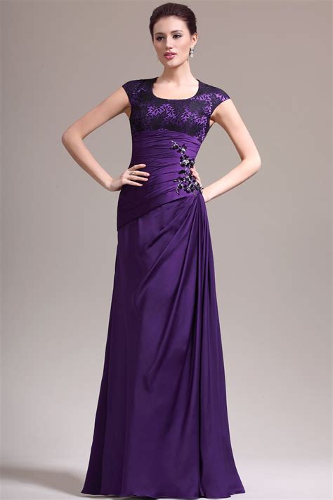 Edressit 2013 New Adorable Cap Sleeves Purple Mother Of The Bride Dress
