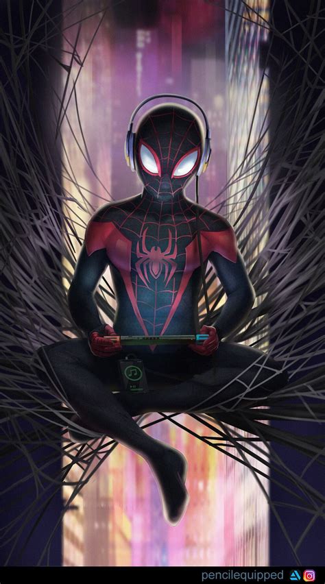 Spider Man Miles Morales Pencil Equipped Marvel Spiderman Art