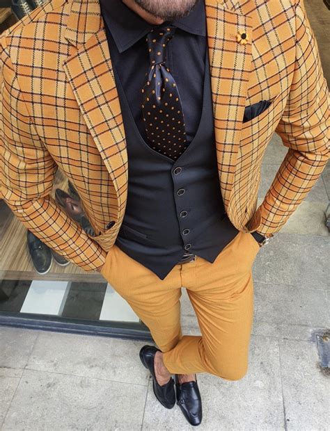 Tommy Mustard Slim Fit Plaid Suit Freeshipping Bojoni Plaid Suit