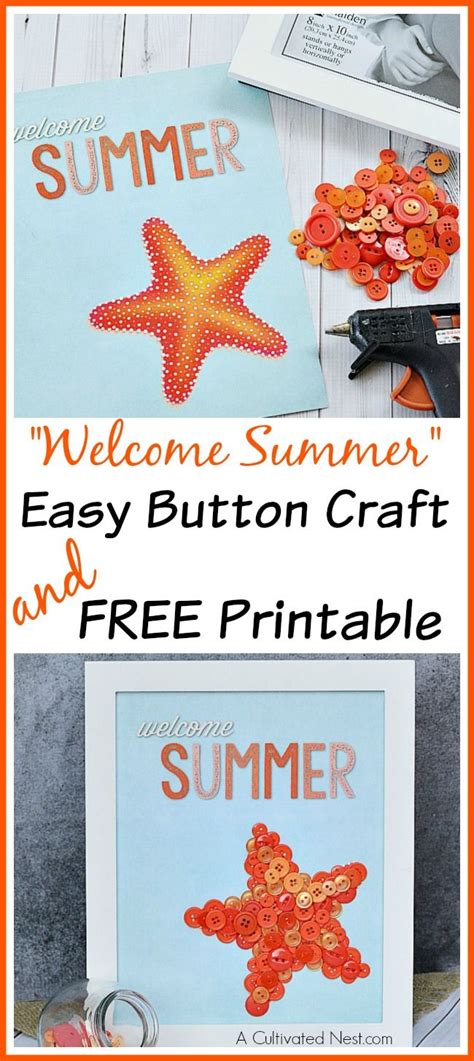 Easy Summer Button Craft And Free Printable A Cultivated Nest