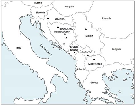 Map Of The Western Balkan Region With Triangles Corresponding To The