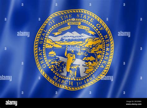 Nebraska Flag United States Waving Banner Collection 3d Illustration
