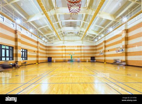 Interior Of Empty Basketball Court Stock Photo Alamy