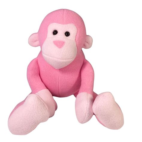 Pink Stuffed Monkey Toy Etsy