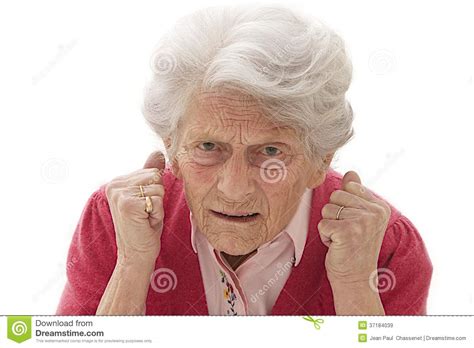 Very Unhappy Senior Woman Stock Image Image Of Fist