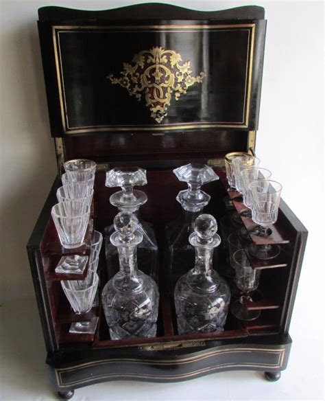 Antique French Traveling Liquor Box Tantalus Set With 4 Decanters And 14 Stopper Wesley Chapel
