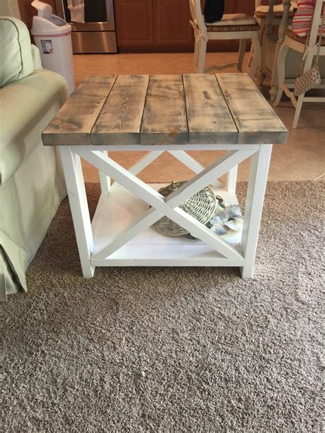 Steve silver two toned rectangular coffee table in walnut x 1; Custom Rustic Farmhouse End Table