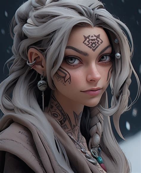 Premium Photo Female Warrior Face Tattoo