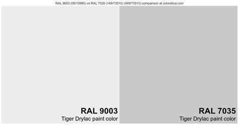 Tiger Drylac RAL 9003 Vs RAL 7035 149 73510 Color Side By Side