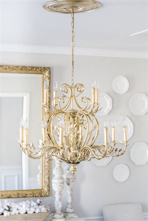 Diy Gold Spray Painted Chandelier Home And Hallow