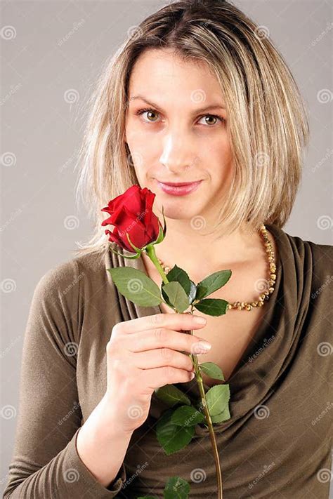 Woman Holding Rose Stock Photo Image Of Blossom Girl 1869346