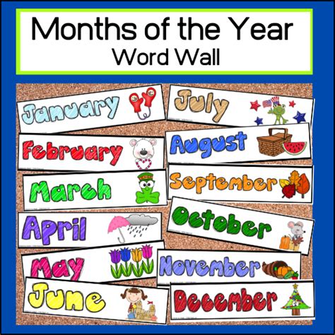 Months Of The Year Word Wall My Teaching Library Chsh Teach Llc