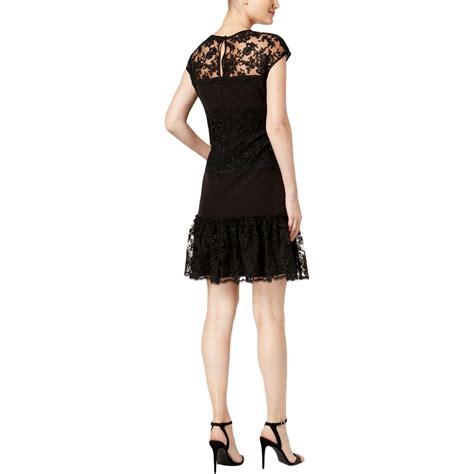 Msk Womens Black Lace Knee Length Officewear Flounce Dress 10 Bhfo 5515