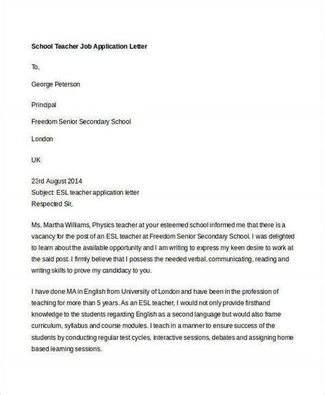 Your cover letter is an especially important part of the application since it highlights your best skills. Senior teacher job application letter