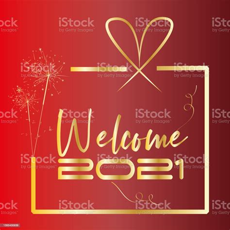 Welcome 2021 Card Happy New Year Stock Illustration Download Image