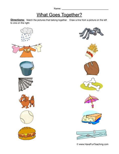 Matching Words That Go Together Worksheet Have Fun Teaching