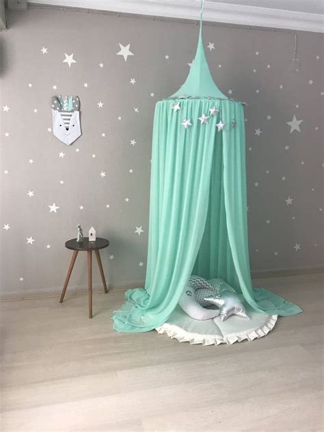 A bed canopy is a perfect way to add elegance to any bedroom. Bed Canopy Chiffon baldachin Mint Canopy Kids Ceiling ...