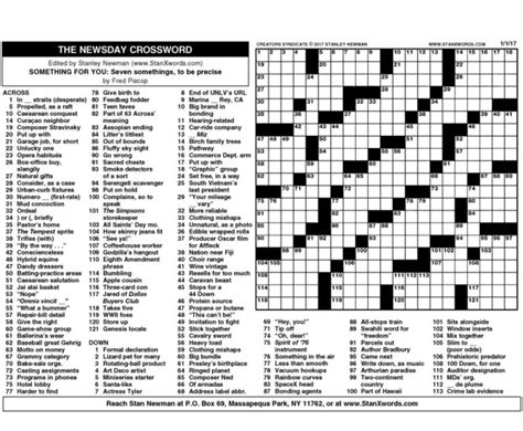 Newsday Printable Crossword Puzzles