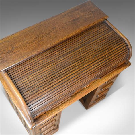 Small Antique Roll Top Desk Oak Tambour William Angus And Co Ltd Lo