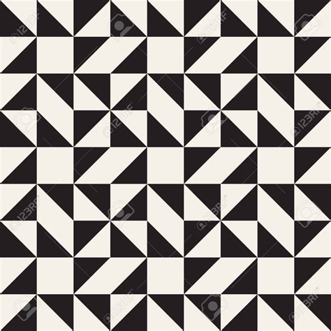 Vector Seamless Black And White Geometric Square Triangle Tessellation