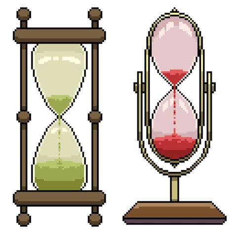 Premium Vector Set Of Pixel Art Isolated Hourglass Timer