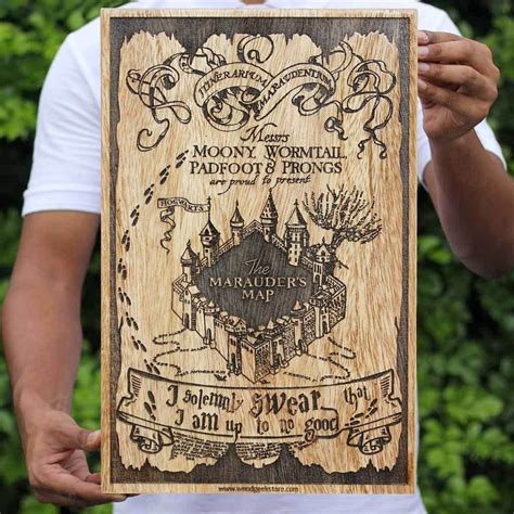 Marauders Map Carved Wooden Poster Harry Potter Marauders Map Marauders Map The Marauders