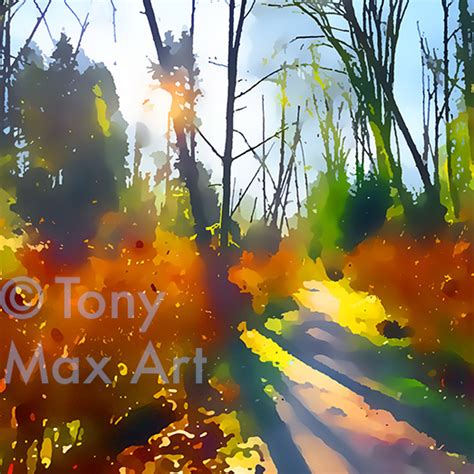 Sunny Park Path Square British Columbia Art By Artist Tony Max
