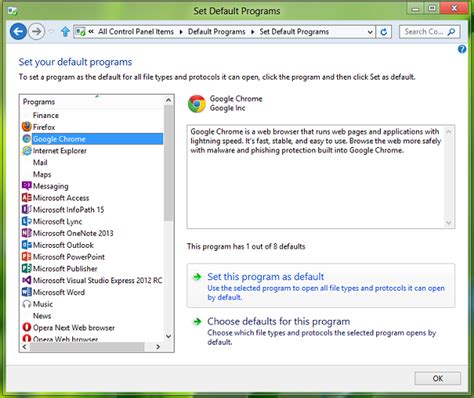 Click the set your default programs button. windows 7 - Why don't I have a "Make Google Chrome the ...