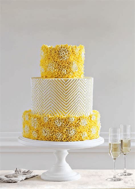 31 Lovely And Joyful Yellow Wedding Cakes Weddingomania
