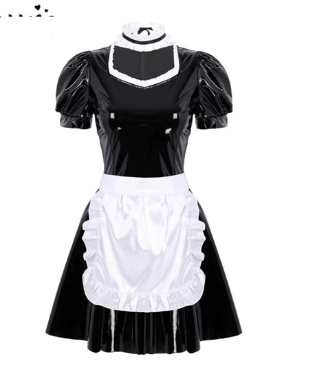pvc french maid fancy dress costume