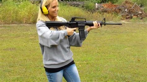Blonde Girl Shooting Slide Fire For First Time Check Out