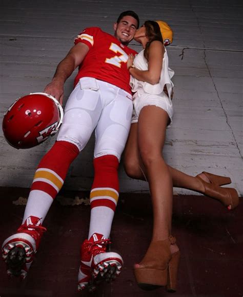Kacie Mcdonnell In Tight Shorts Posing With Aaron Murray In His Chiefs Gear