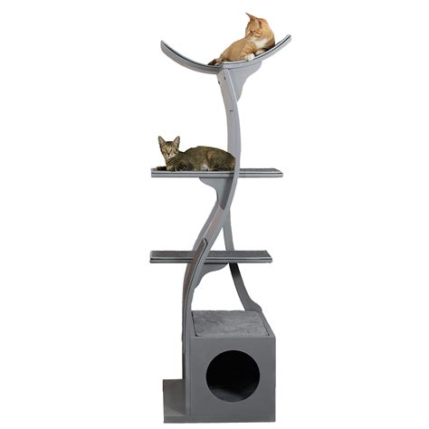 The Refined Feline Lotus Cat Tower Smoke