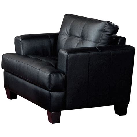 Bowery Hill Faux Leather Tufted Accent Chair In Black