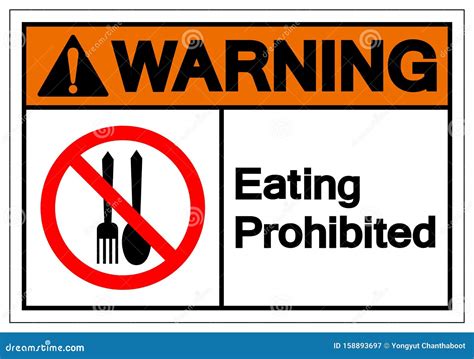 Warning Eating Prohibited Symbol Sign Vector Illustration Isolate On