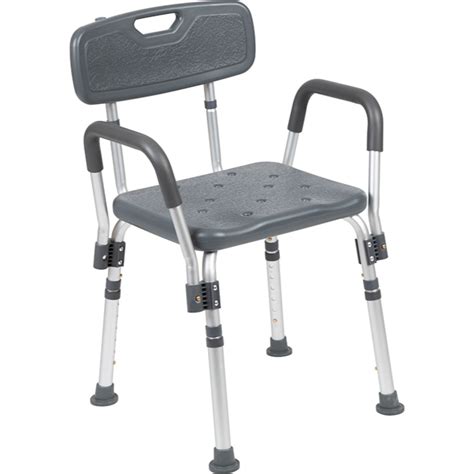 3475 Gray Adjustable Classic Bath And Shower Chair With Arms