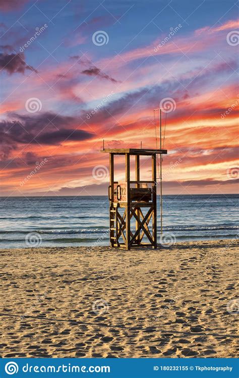 A Lifeguard Tower Stands On The Beach Stock Image Image Of Nature