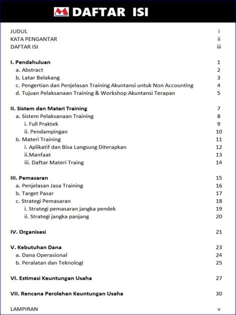 Contoh Daftar Isi Buku Laporan Makalah Proposal Skripsi