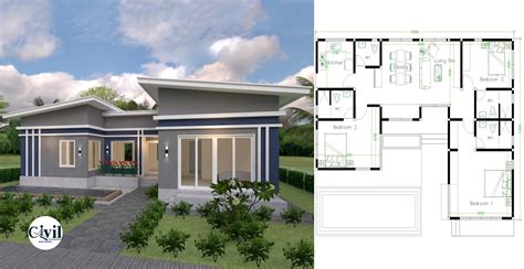 House Plans Idea 17×13 With 3 Bedrooms Slope Roof Engineering Discoveries