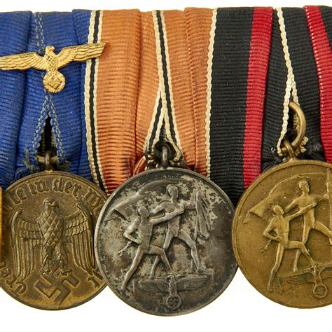 Original Wwi Wwii German Medal Bar 7 Medals Including Bavarian Mil