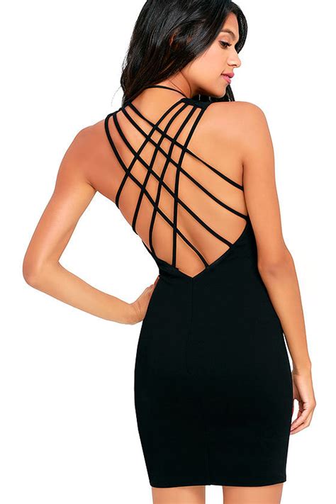 Sexy Black Bodycon Dress Sleeveless Black Dress Strappy Back Dress 4600 Lulus