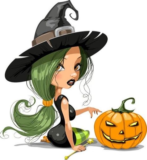 Pretty Witch With Halloween Vector Illustration Cartoon Witch