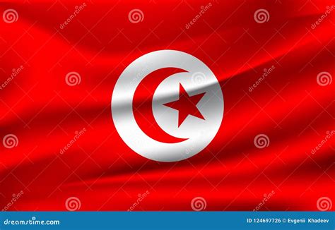 Flag Of Tunisia Realistic Waving Flag Of Republic Of Tunisia Stock