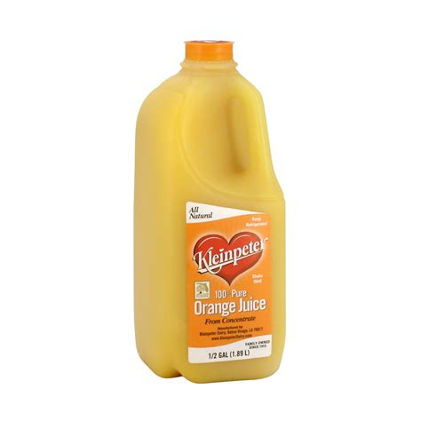 Kleinpeter 100 Pure Orange Juice Half Gallon