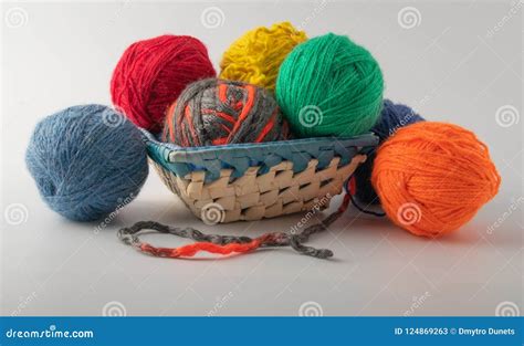 Colored Wool Knit Balls Placed On A Stock Image Image Of Color