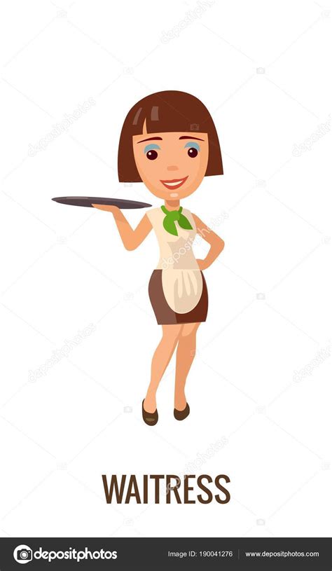 Waitress In Uniform With Tray Takes An Order Vector Flat Stock Vector