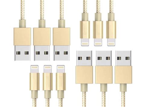 10 Ft Mfi Certified Braided Lightning Cables 6 Pack Gold Extremetech
