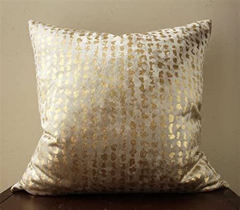 Champagne Velvet Pillow With Gold Metallic Foil Detail
