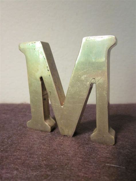 Small Thick Vintage Brass Uppercase Letter M Brass Home