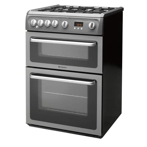 Hotpoint Hag60g 60cm Double Oven Gas Cooker Graphite Appliances Direct